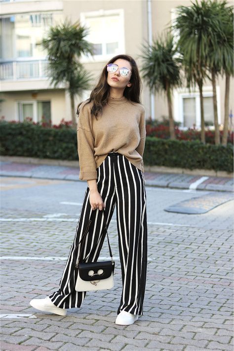 vertical striped wide leg pants