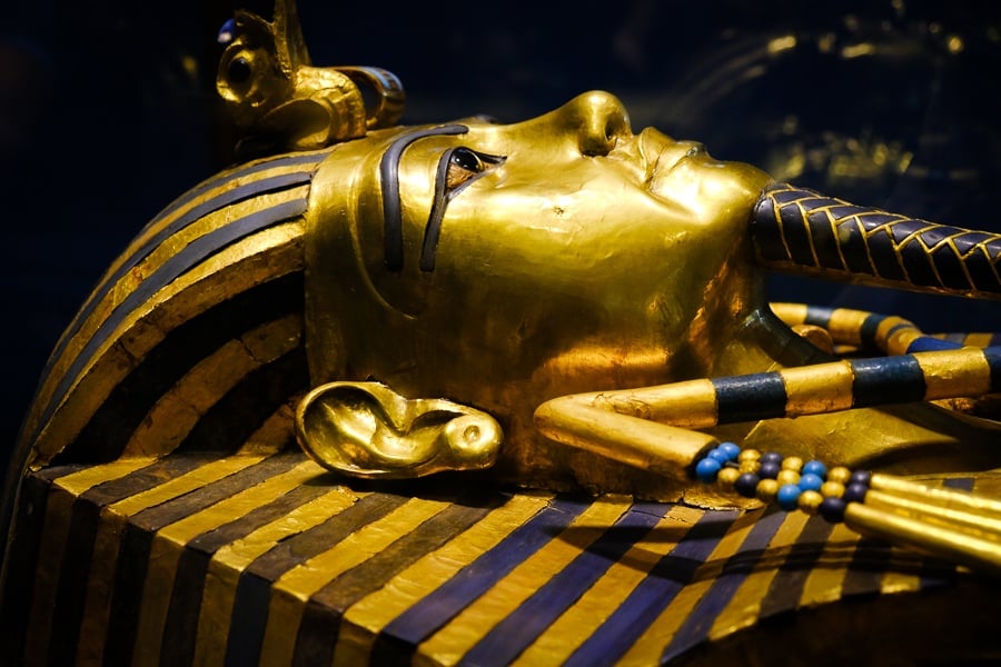 King Tut's gold mask on display at the Egyptian Museum in Cairo, Egypt