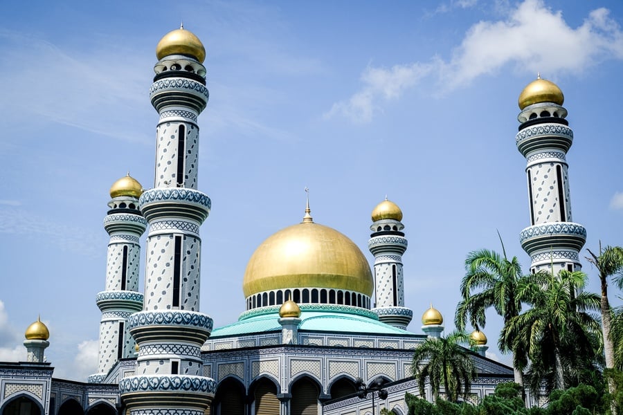 Jame'Asr Hassanil Bolkiah Mosque minarets in Brunei