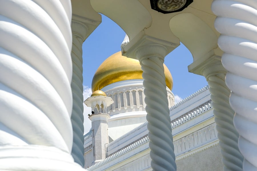 Pillars at the Sultan Omar Ali Saifuddien Mosque in Brunei