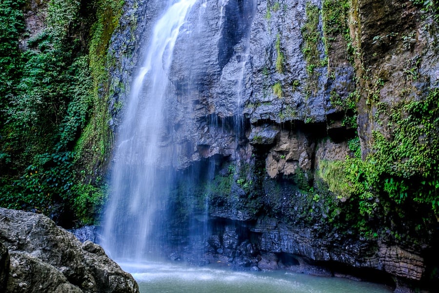 Water flowing down the rocks at Tunan Waterfall near Manado, Sulawesi