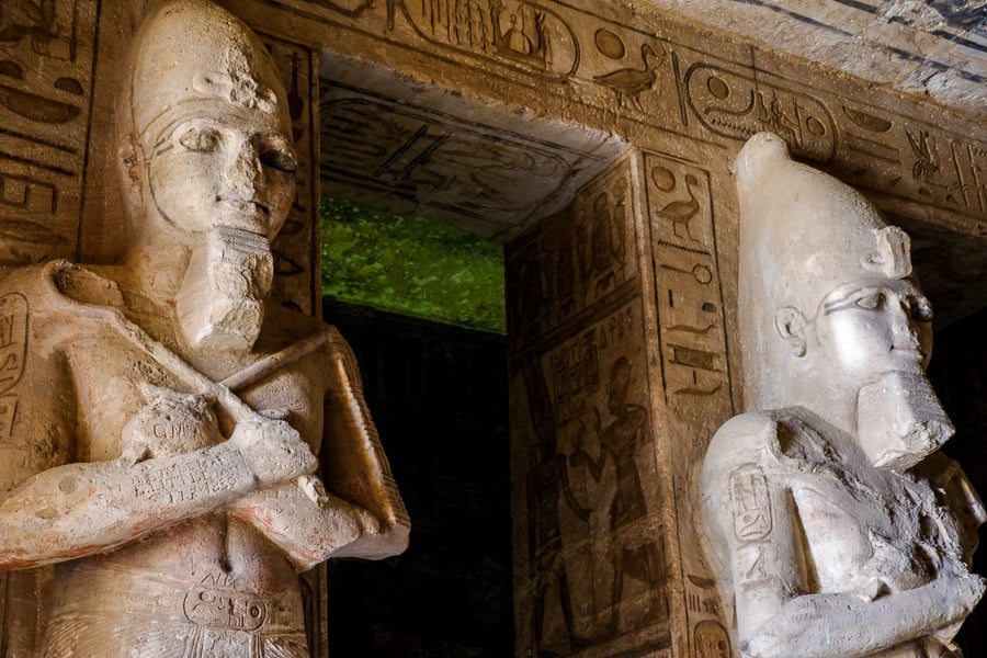 Statues inside the tomb of Abu Simbel Temple in Egypt