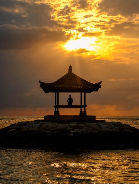 Sanur Beach gazebo sunrise in Bali