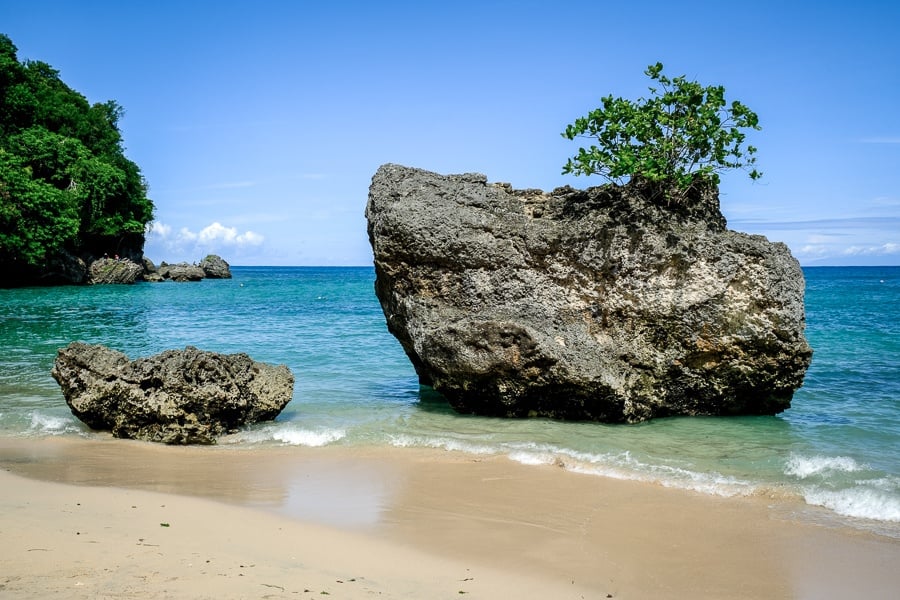 Boulders at Padang Padang Beach in Bali