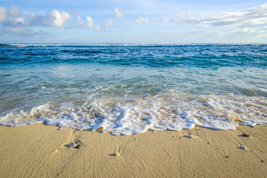 Green Bowl Beach waves and sand in Bali