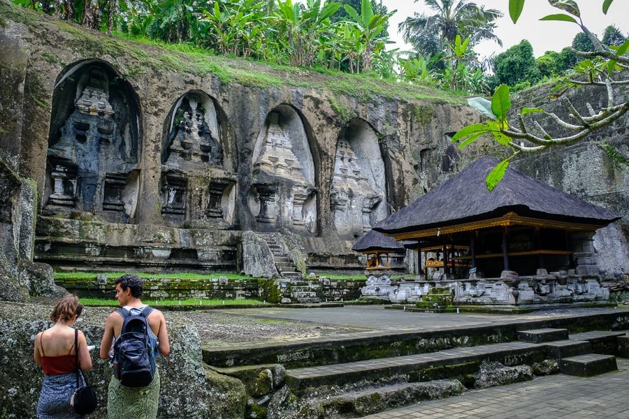 Tourists at the Gunung Kawi Temple ruins in Bali