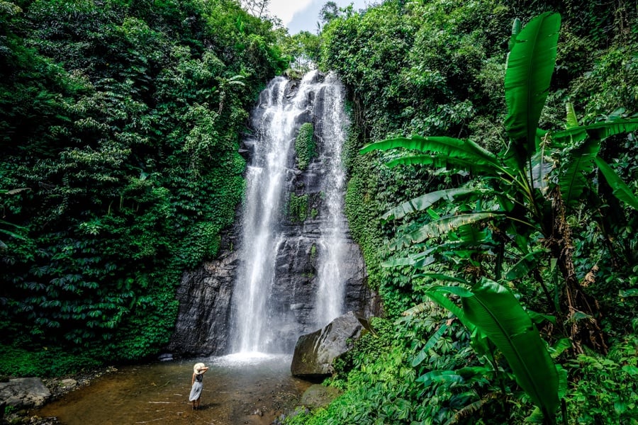 My woman at Golden Valley Waterfall in Munduk, Bali