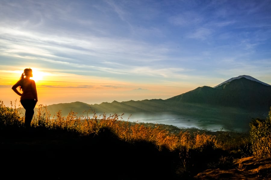 My woman at the Mount Batur sunrise in Bali