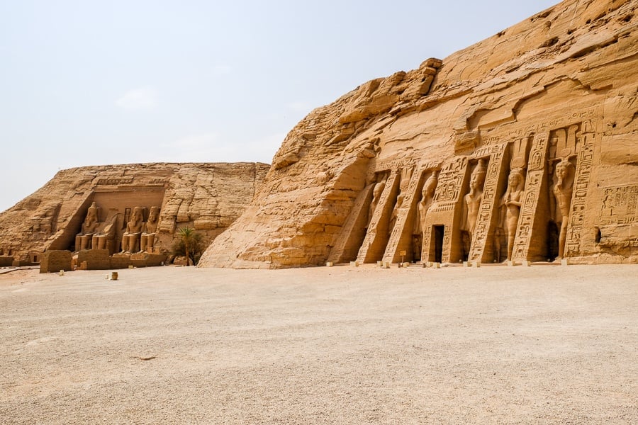 Distant view of both Abu Simbel temples in Egypt