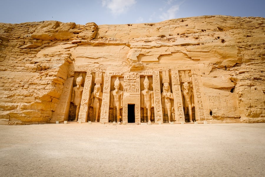 Small temple of the queen at Abu Simbel in Egypt