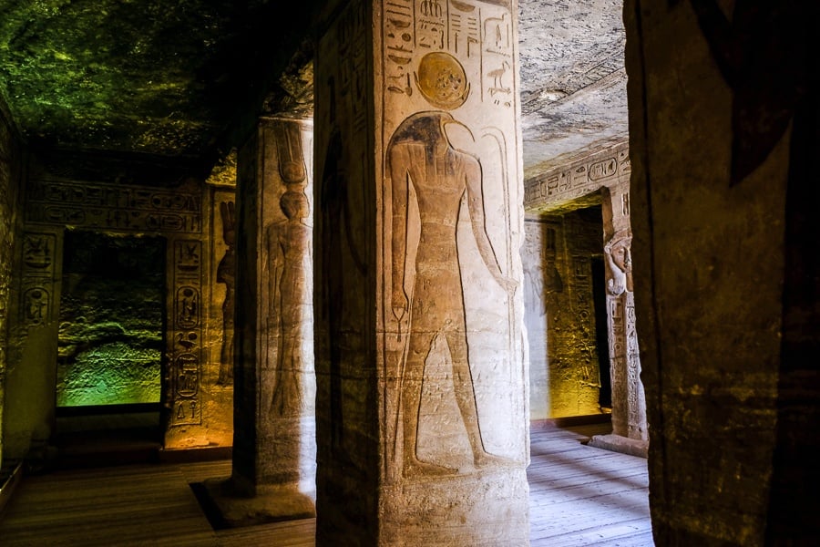 Inside the temple of the queen at Abu Simbel in Egypt