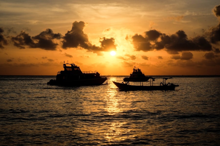 Sunrise at Jemeluk Bay in Amed, Bali