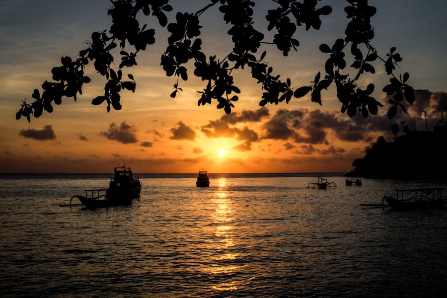 Sunrise at Jemeluk Bay in Amed, Bali