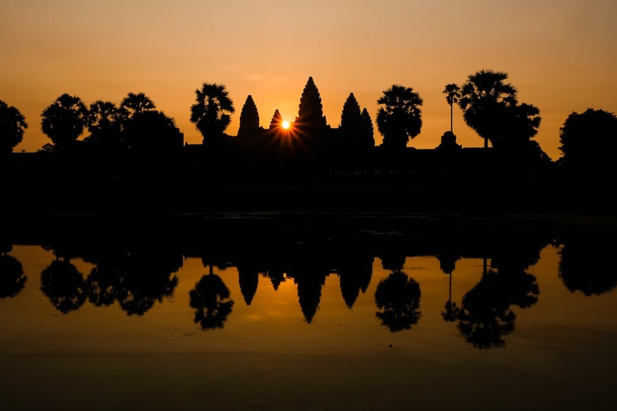 Angkor Wat sunrise and pool reflection