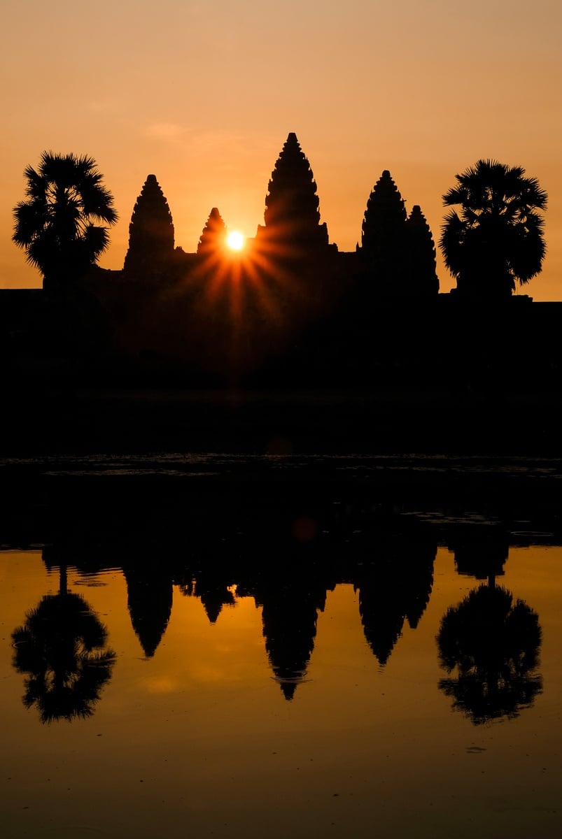 Angkor Wat sunrise and pool reflection