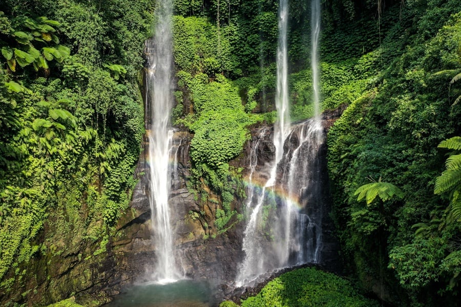 bali drone photography sekumpul waterfall