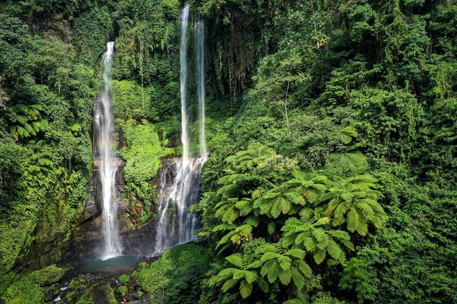 bali drone photography sekumpul waterfall