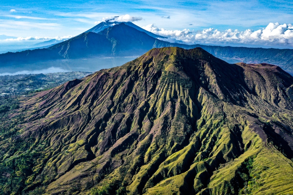 bali drone photography mount batur volcano