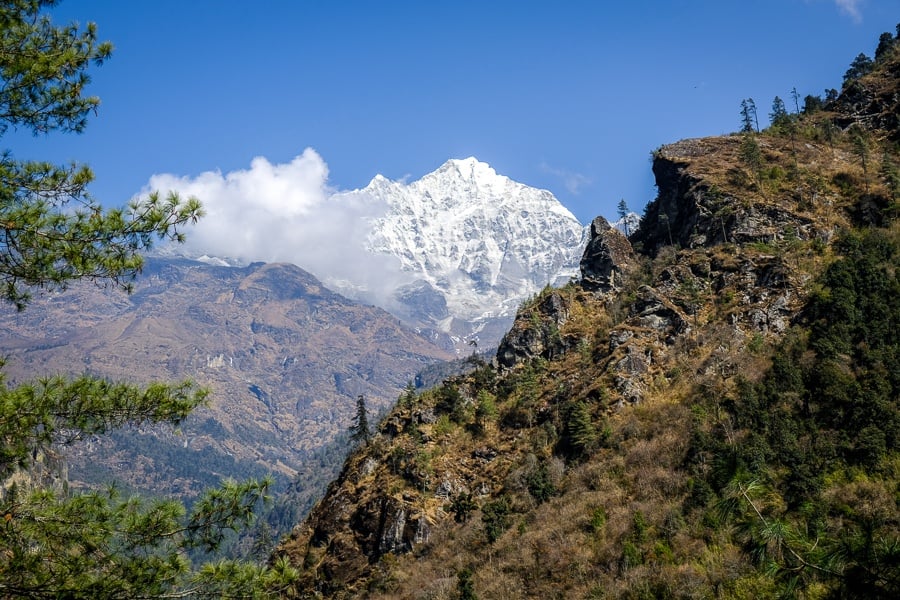 Distant mountains on the EBC Trek in Nepal