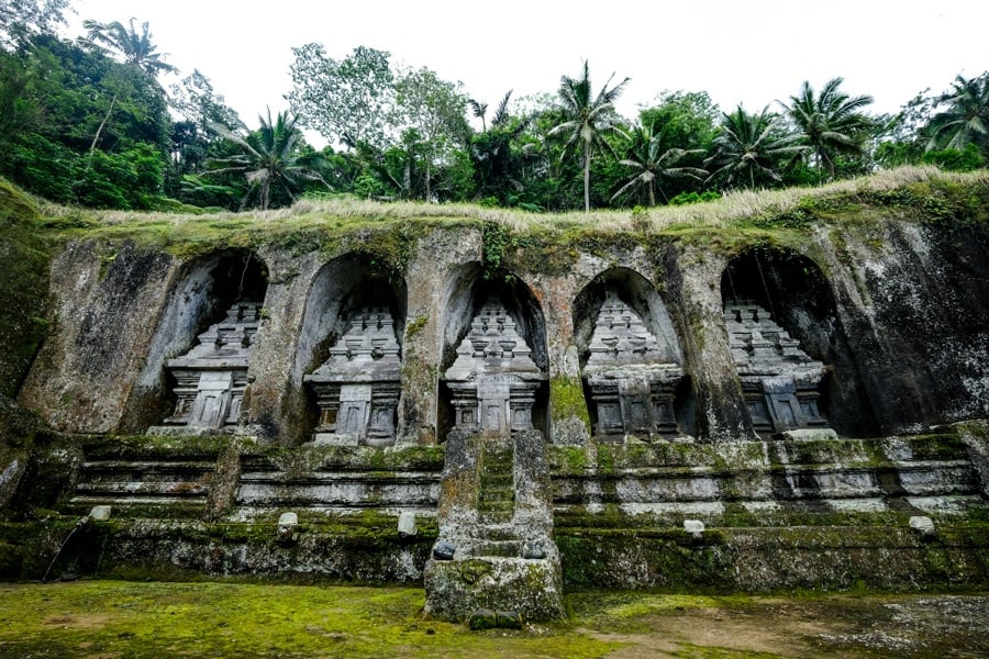 Cliff shrines at Pura Gunung Kawi Temple in Bali