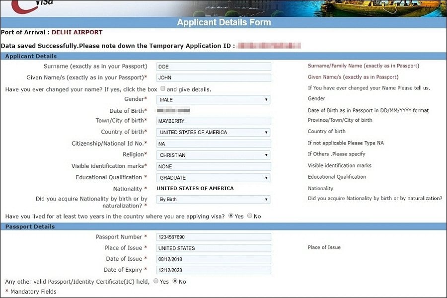 India eVisa application guide and steps on page 2