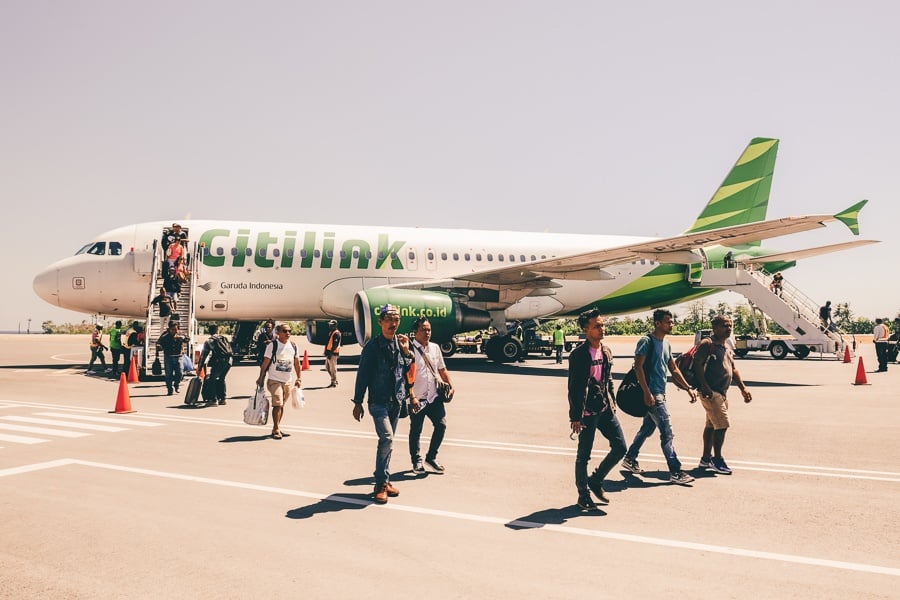 Passengers landing at the Dili airport in East Timor