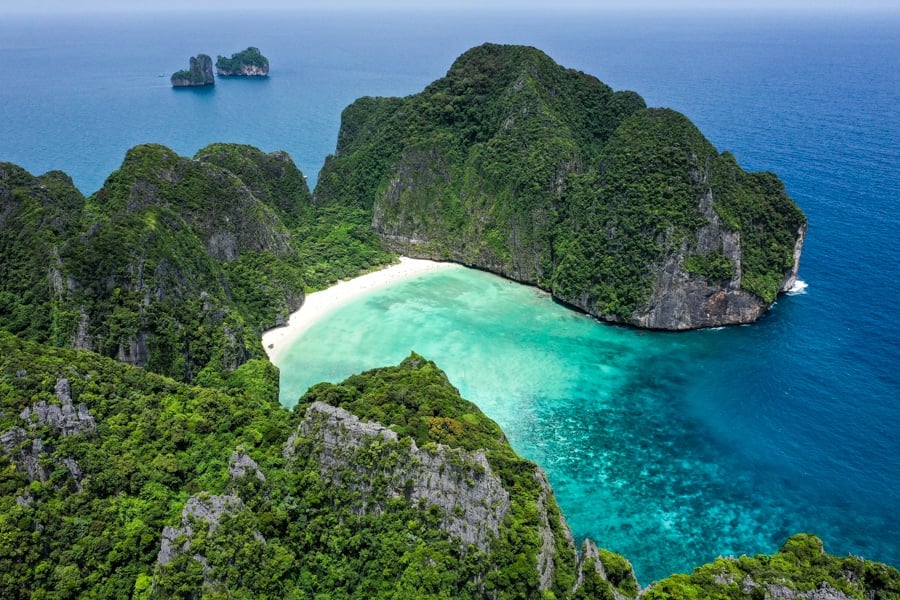 Maya Bay Thailand Koh Phi Phi Leh Island Beach Drone