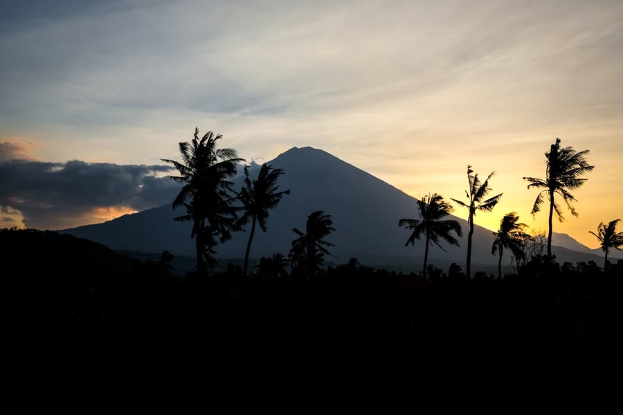 Sunset by Mount Agung in Amed, Bali