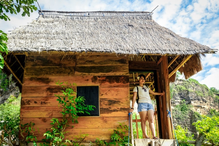 My woman at the Nusa Penida treehouse in Bali