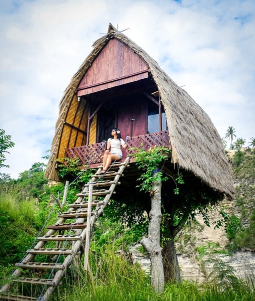 My woman at the new treehouse in Nusa Penida Bali