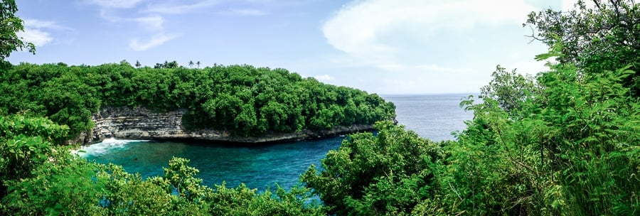 Puyung Beach panorama in Nusa Penida Bali