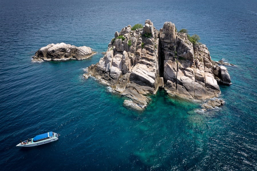 Drone pic of Shark Island in Koh Tao