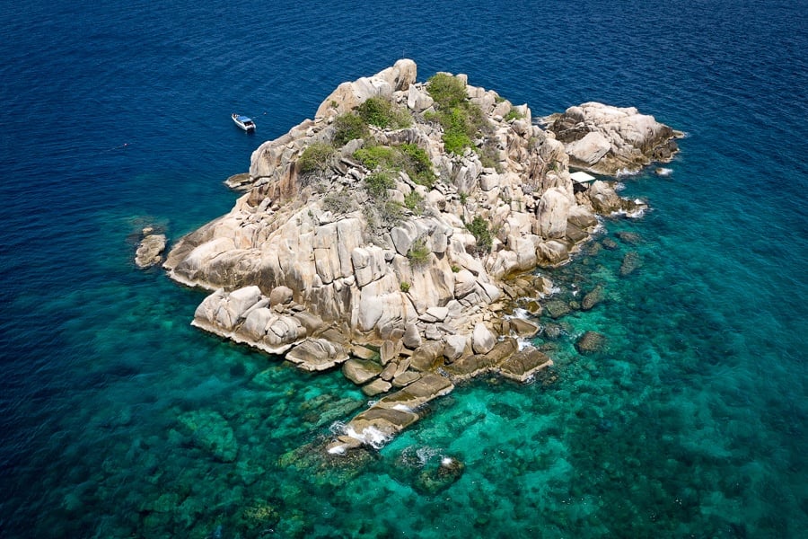 Drone pic of Shark Island in Koh Tao