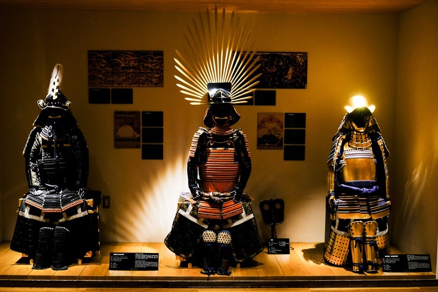 Samurai armor on display at the Samurai Museum in Shinjuku, Tokyo, Japan