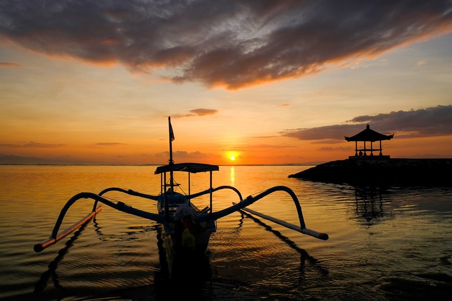 Boat at the Sanur Beach Sunrise in Bali