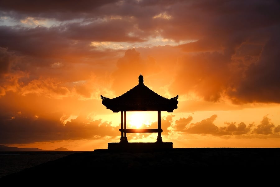 Gazebo in the Sanur Beach Sunrise in Bali