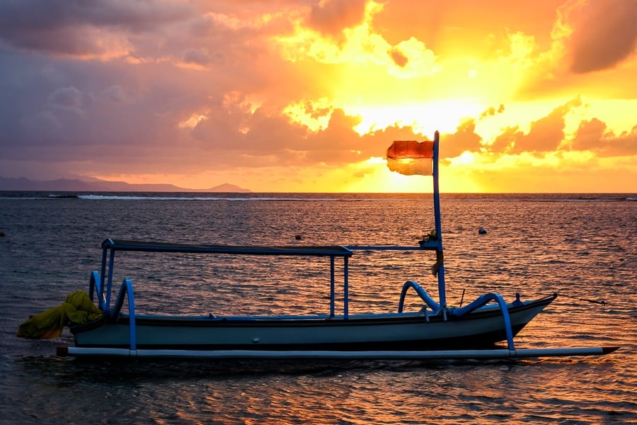 Boat at the Sanur Beach Sunrise in Bali