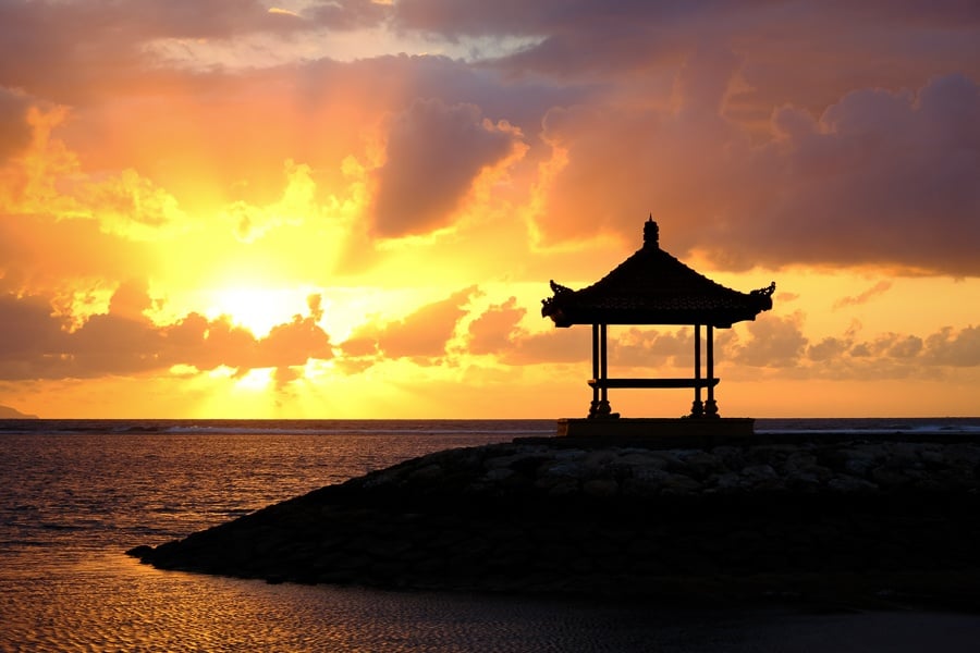 Gazebo at Sanur Beach Sunrise in Bali