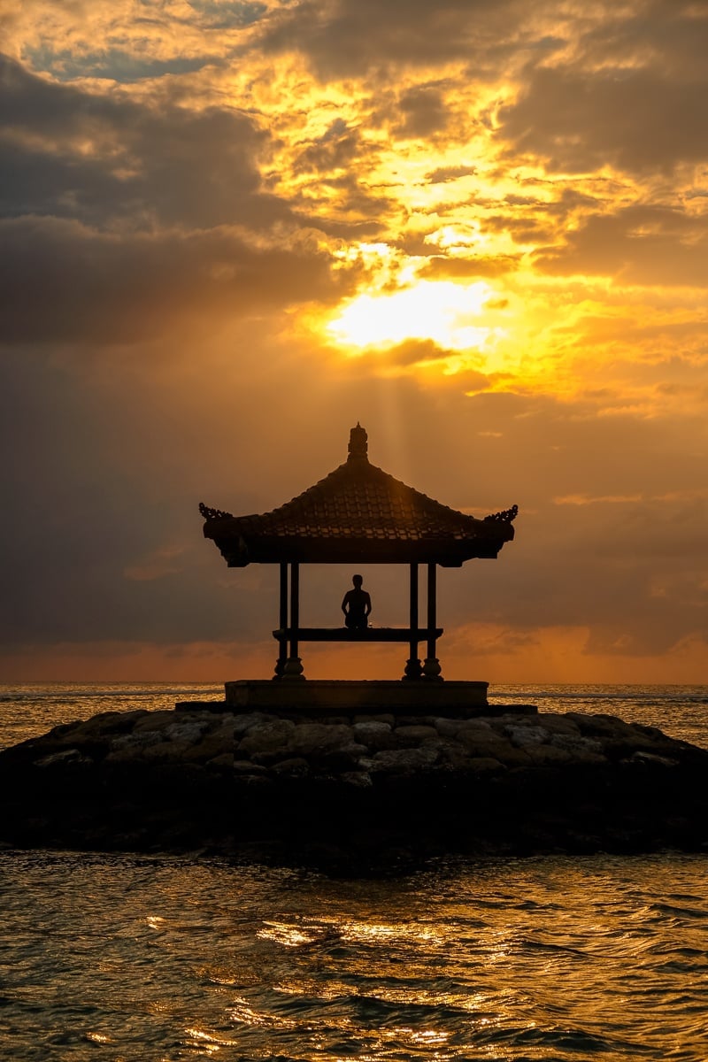 Gazebo meditation at the Sanur Beach Sunrise in Bali