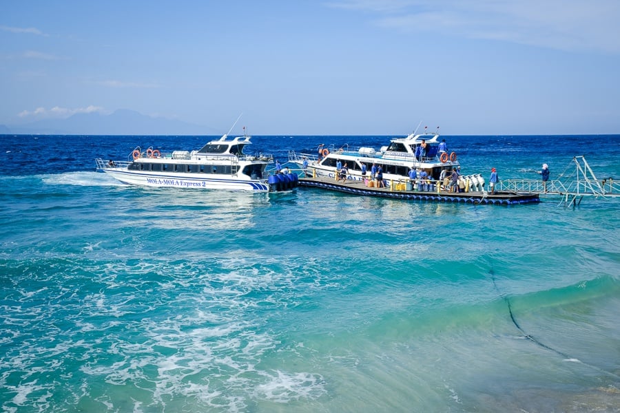 Speedboats at the harbor in Sampalan Nusa Penida Bali