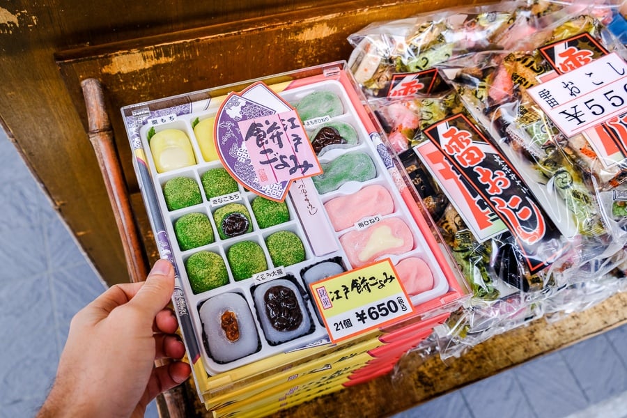 Souvenirs in the market at Sensoji Temple in Asakusa, Tokyo, Japan