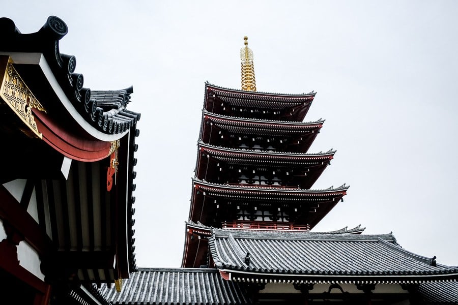 Pagoda at Sensoji Temple in Asakusa, Tokyo, Japan