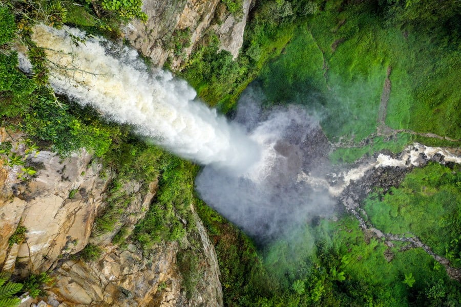 Sipiso Piso Waterfall Drone Picture In Berastagi Sumatra Indonesia