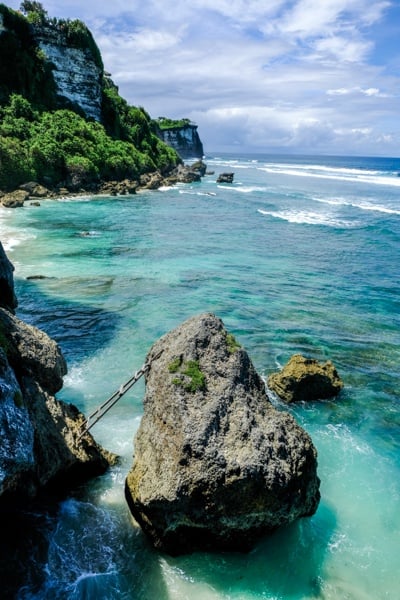 Suluban cliff and rocks view in Bali