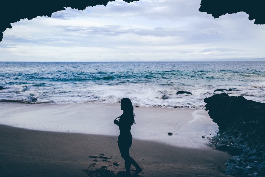 My woman at Tegal Wangi Beach & Cave in Bali