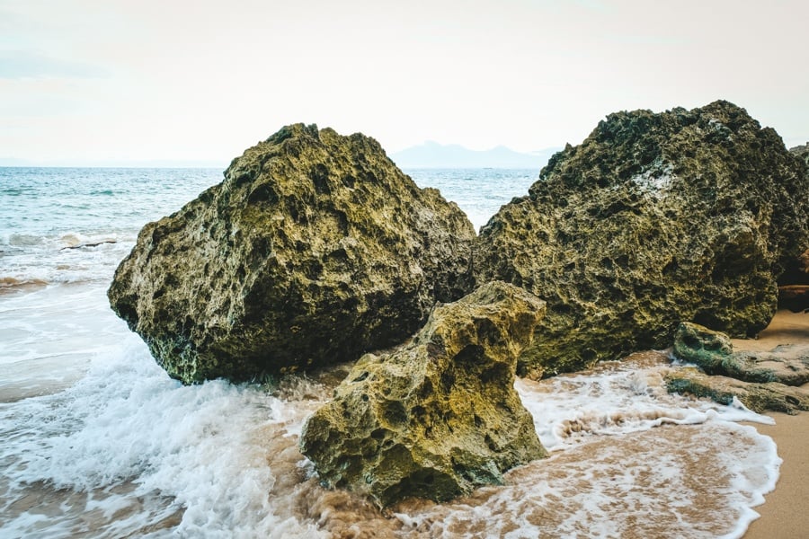 Sea rocks at Tegal Wangi Beach in Bali