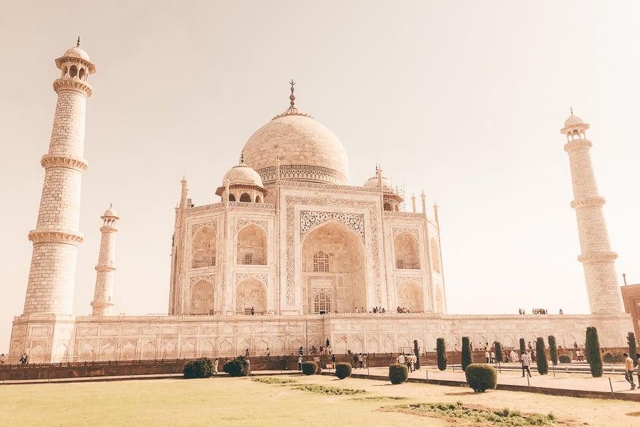 Front view of the Taj Mahal in Agra, India