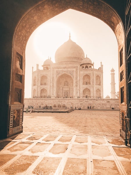 Domed doorway at the Taj Mahal in Agra, India