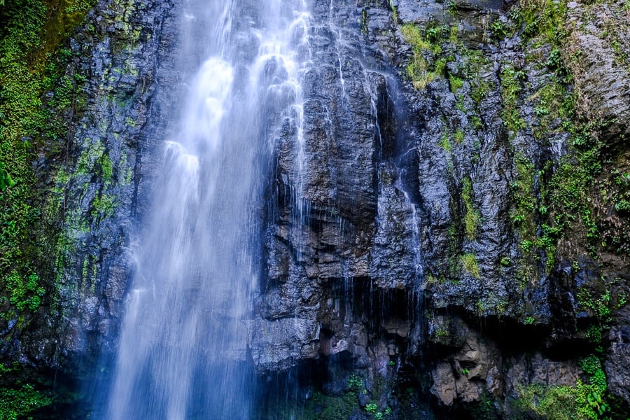 Water flowing down the rocks at Tunan Waterfall in Sulawesi