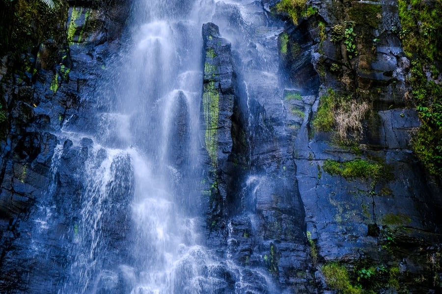 Water flowing down the rocks at Tunan Waterfall in Sulawesi